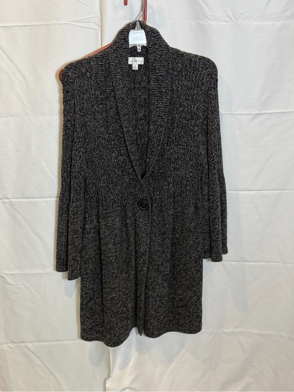 Studio Works Black and Gray Marled Open-Front Cardigan